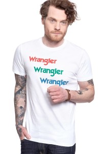 WRANGLER T SHIRT SS REPEAT TEE WHITE W7D7D3989