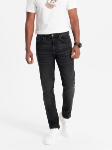 Spodnie męskie jeansowe SLIM FIT - czarne V1 OM-PADP-0110 - XL