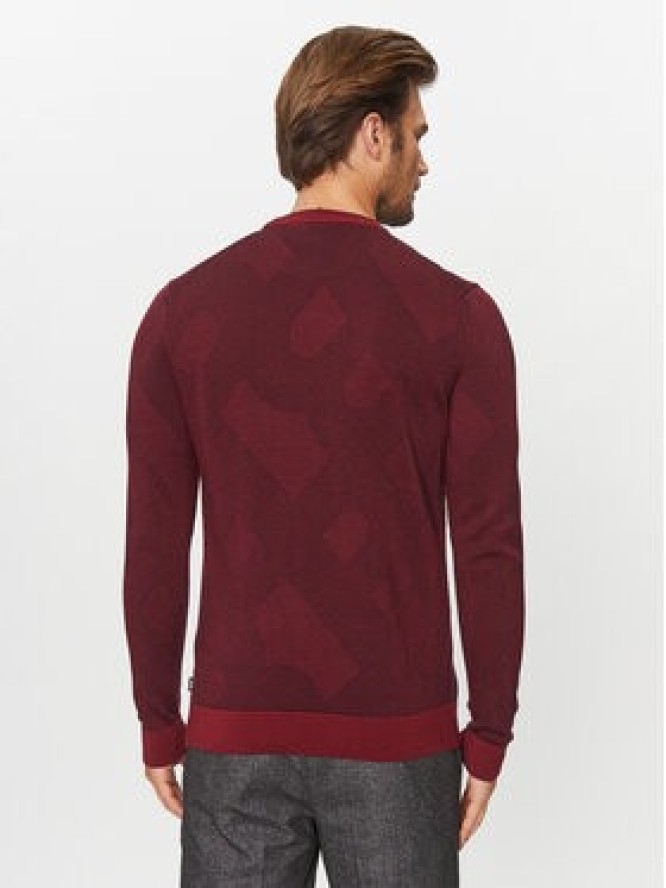 Boss Sweter Motivo DARK RED Bordowy Regular Fit