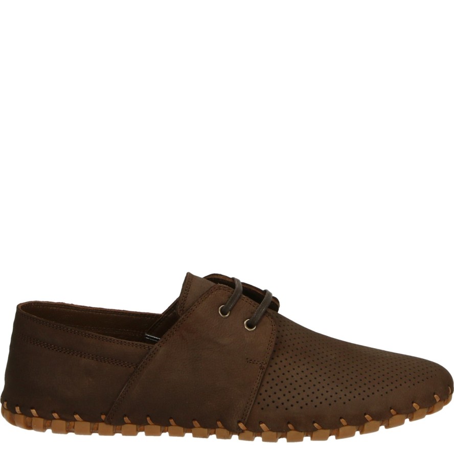 SZNUROWANE MOKASYNY MĘSKIE 7032 204 BROWN