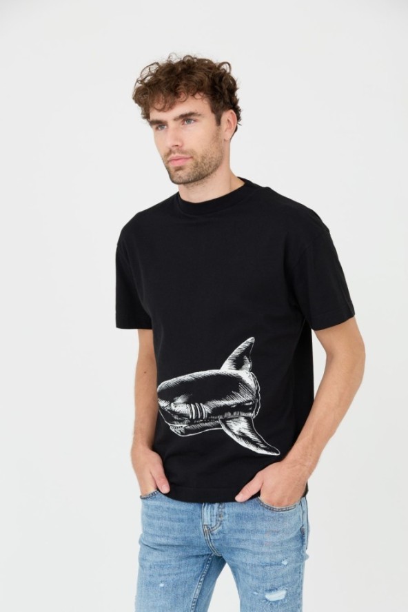 PALM ANGELS Czarny t-shirt Broken Shark Classic Tee