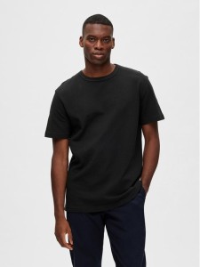 Selected Homme T-Shirt 16088532 Czarny Relaxed Fit