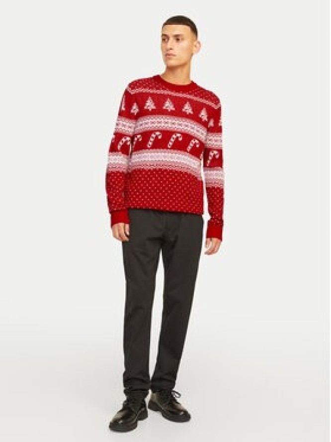 Jack&Jones Sweter Xmas Gabriel 12266118 Czerwony Regular Fit