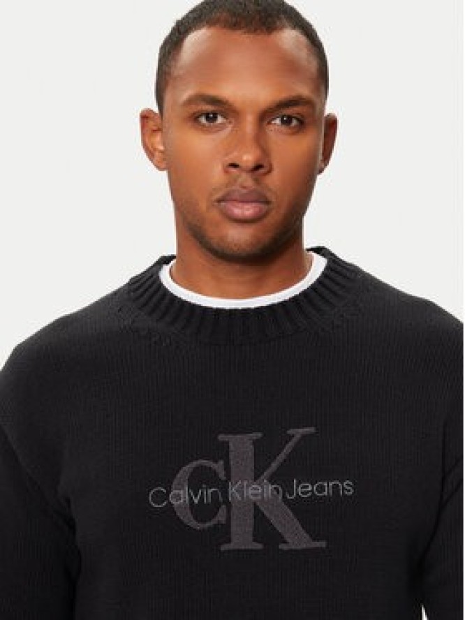 Calvin Klein Jeans Sweter Chenille Mnologo J30J326887 Czarny Regular Fit