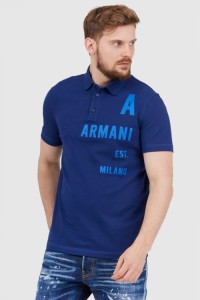 ARMANI EXCHANGE Granatowa koszulka polo z nadrukiem