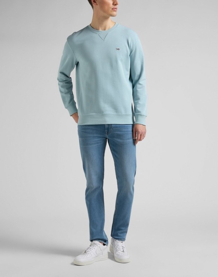 LEE PLAIN CREW SWS MĘSKA BLUZA LOGO ICE BLUE L81ISPUY