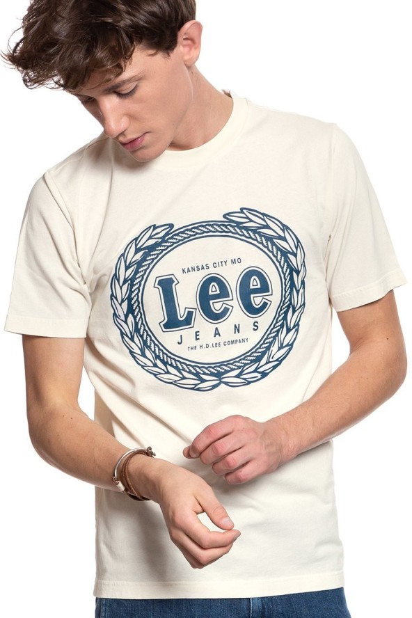 LEE T SHIRT EMBLEM TEE ECRU L61XFELO