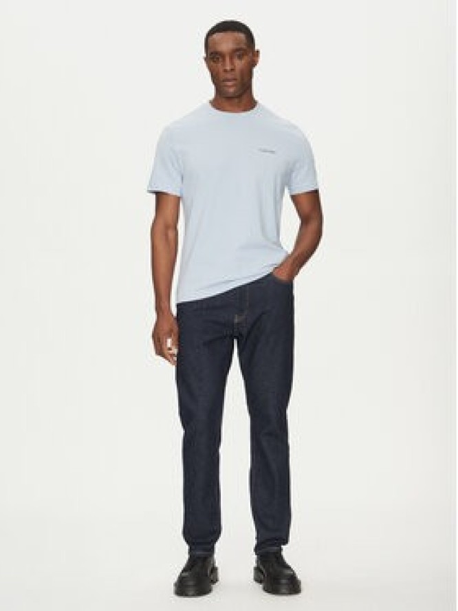 Calvin Klein T-Shirt Linear Box Logo K10K114152 Błękitny Regular Fit
