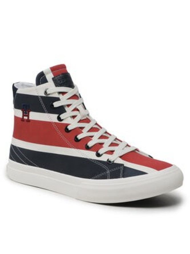 Tommy Hilfiger Sneakersy Th Hi Vulc Street Stripes FM0FM04690 Granatowy