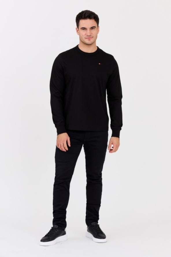 DIESEL Czarny longsleeve męski T-ADJUST-LS-MICRODIV