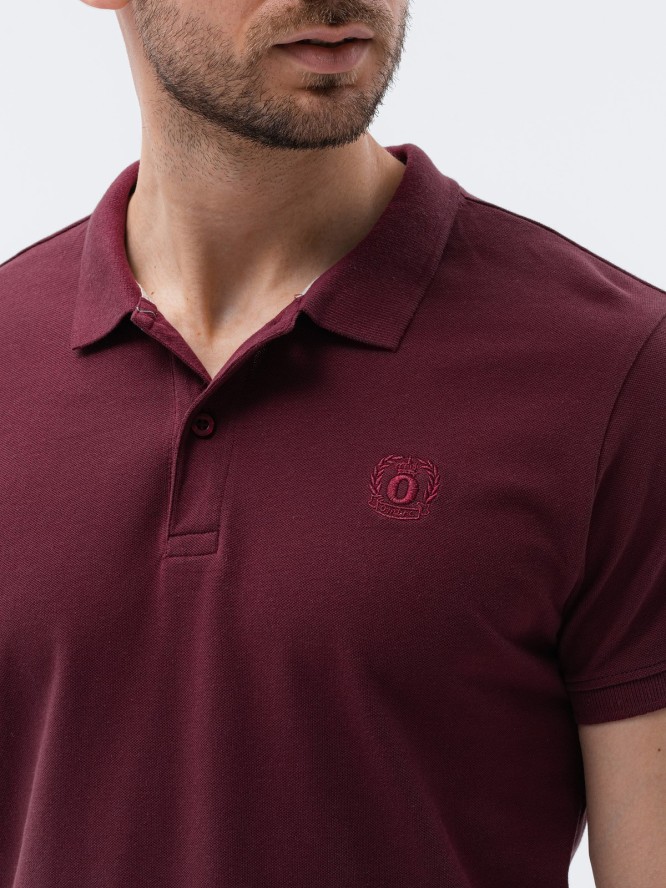 Koszulka męska polo z dzianiny pique - bordowa V10 S1374 - XXL