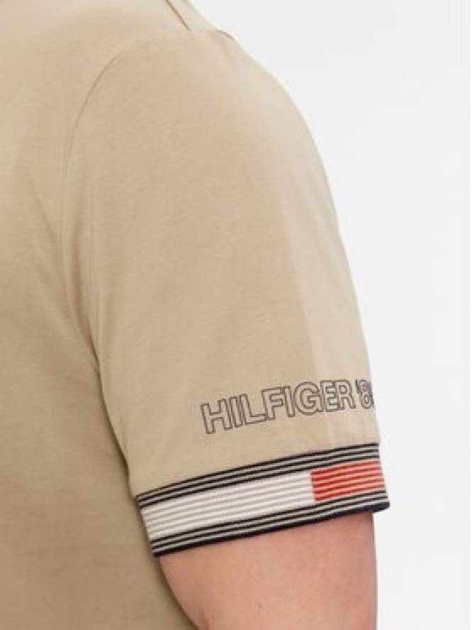 Tommy Hilfiger T-Shirt Flag Cuff Tee MW0MW34430 Beżowy Regular Fit