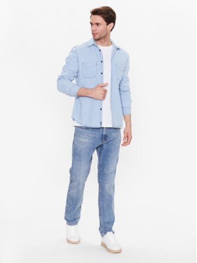Sisley Koszula jeansowa 5FV6SQ017 Błękitny Regular Fit