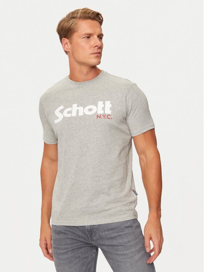 SCHOTT N.Y.C. T-Shirt TSLOGO Szary Regular Fit