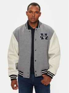 Tommy Hilfiger Kurtka bomber Varsity MW0MW37032 Szary Regular Fit