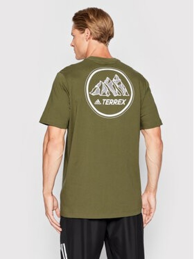 adidas T-Shirt Terrex Mountain Graphic HE1768 Zielony Regular Fit