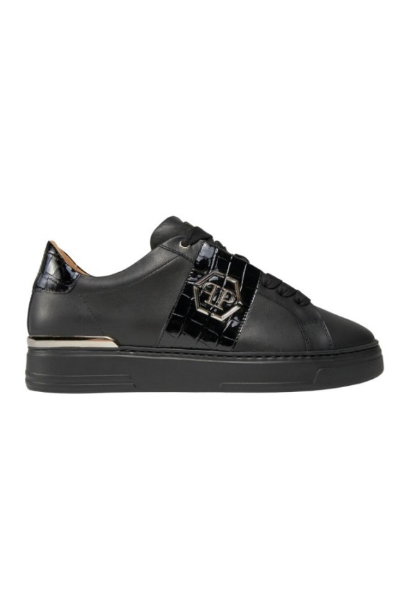 PHILIPP PLEIN Czarne sneakersy Leather Lo-top