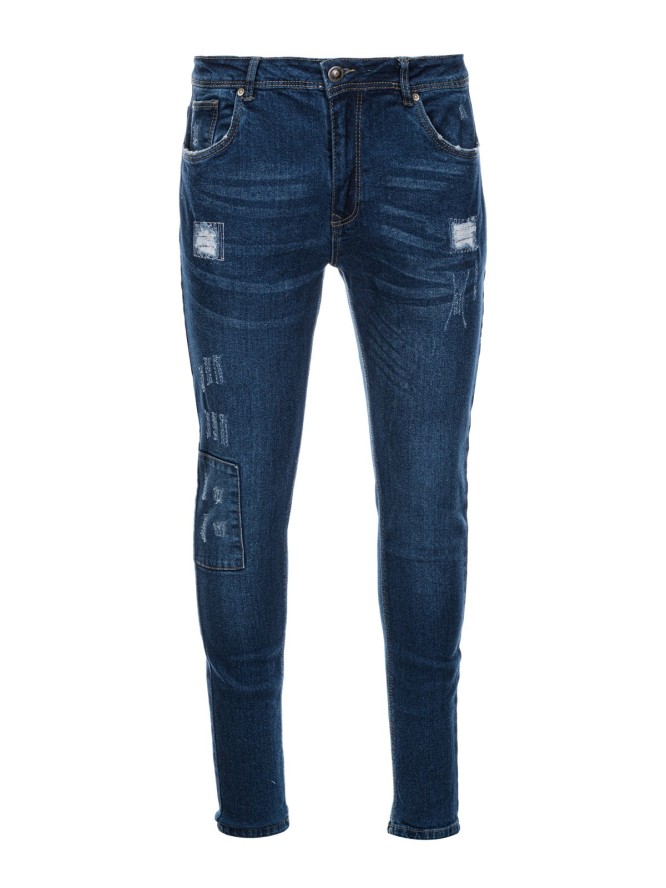 Spodnie męskie jeansowe SKINNY FIT - niebieskie P1060 - XXL