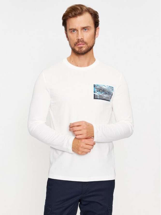 s.Oliver Longsleeve 2135693 Biały Regular Fit