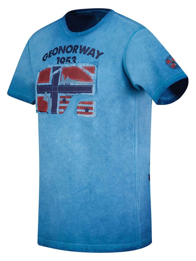 Geographical Norway Koszulka "Jotz" w kolorze błękitnym rozmiar: S