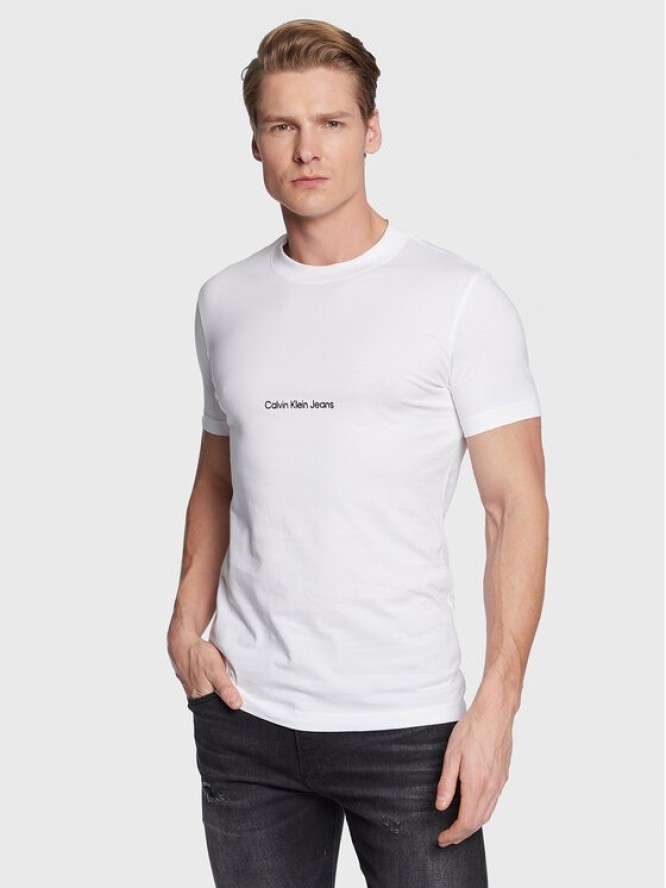 Calvin Klein Jeans T-Shirt J30J322848 Biały Slim Fit