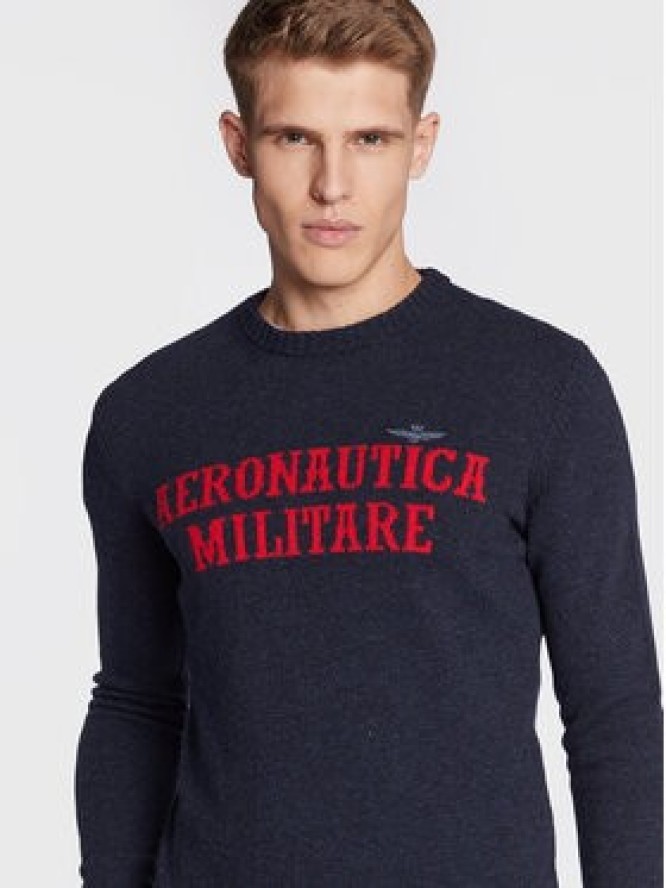 Aeronautica Militare Sweter 222MA1418L417 Granatowy Regular Fit