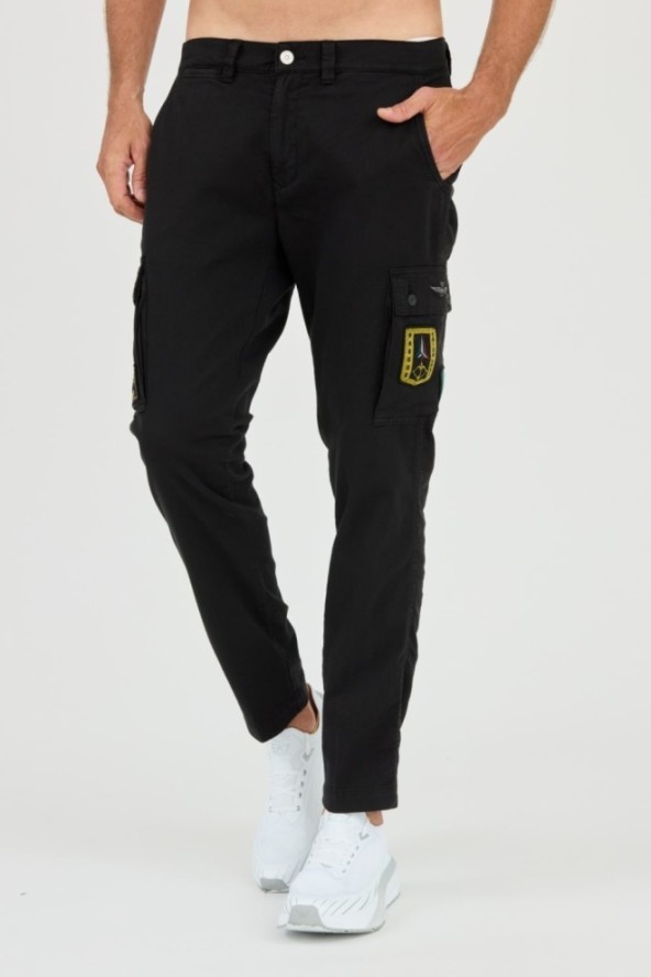 AERONAUTICA MILLITARE Czarne bojówki TROUSERS