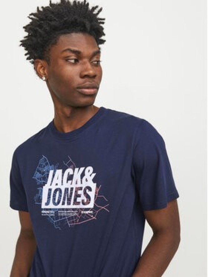 Jack&Jones T-Shirt Map Logo 12252376 Granatowy Standard Fit