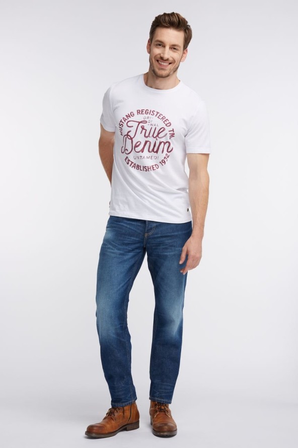 MUSTANG T SHIRT WORDING TEE GENERAL WHITE 1006388 2045