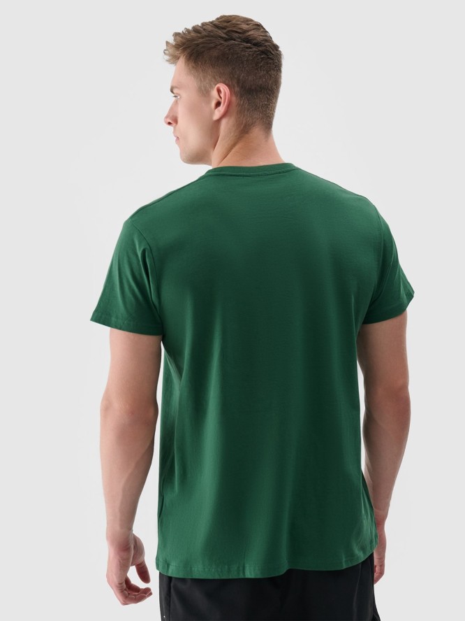 T-shirt z nadrukiem regular męski - zielony
