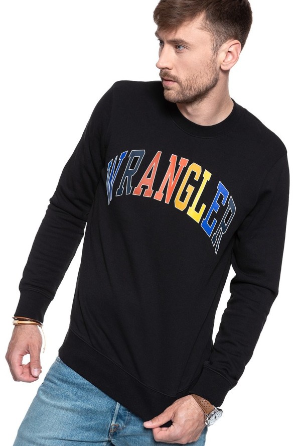 MĘSKA BLUZA WRANGLER LOGO SWEAT BLACK W6B6HY100