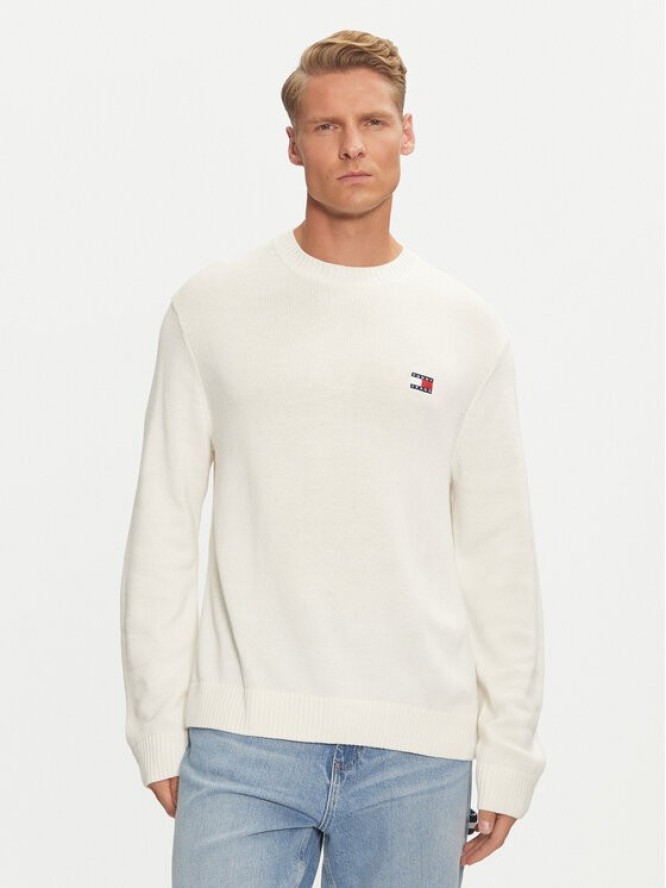 Tommy Jeans Sweter Badge DM0DM20706 Biały Regular Fit