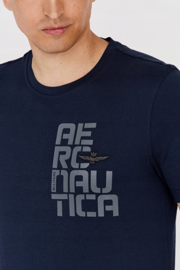 AERONAUTICA MILITARE Granatowy t-shirt męski