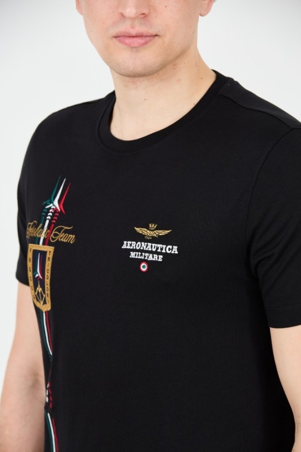 AERONAUTICA MILITARE Czarny t-shirt Frecce Tricolori Short Sleeve