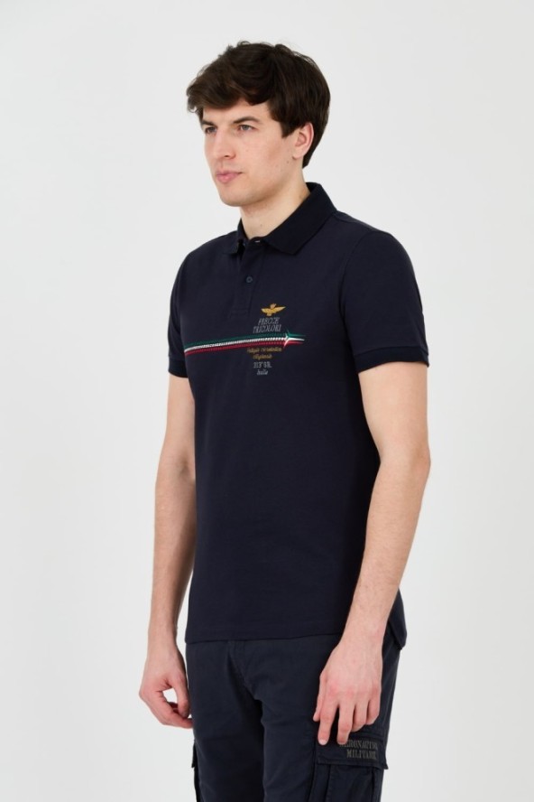 AERONAUTICA MILITARE Granatowe polo Frecce Tricolori Embroidered