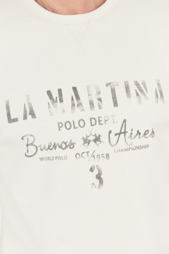 LA MARTINA Ecru bluza męska z vintage logo