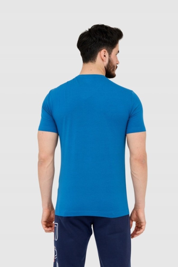 EA7 Niebieski męski t-shirt z dużym logo