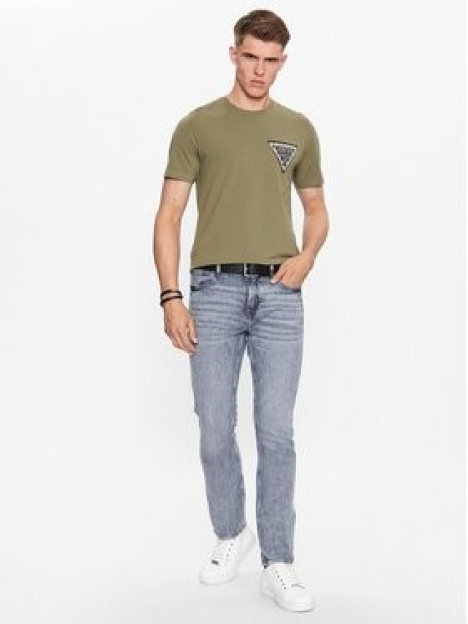 Guess T-Shirt M3YI22 J1314 Zielony Slim Fit