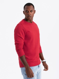 Bluza męska bez kaptura BASIC - czerwona V6 B978 - L