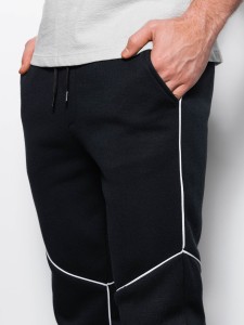 Spodnie męskie dresowe joggery z kontrastowymi elementami - czarne V1 OM-PASK-22FW-001 - XL