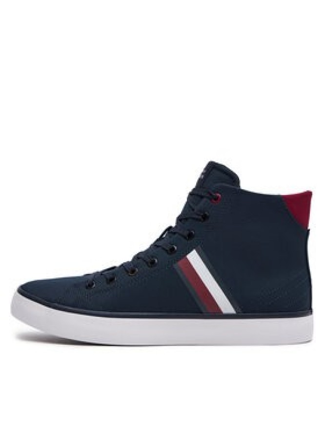 Tommy Hilfiger Sneakersy Th Hi Vulc Stripes Mesh FM0FM04948 Granatowy