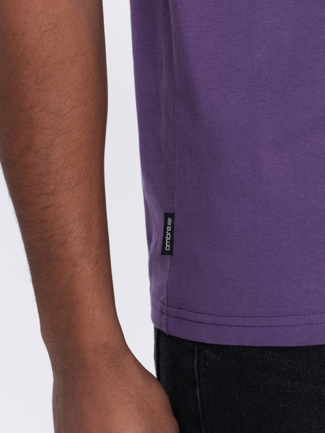 Męski klasyczny bawełniany T-shirt BASIC - fioletowy V13 OM-TSBS-0146 - XXL