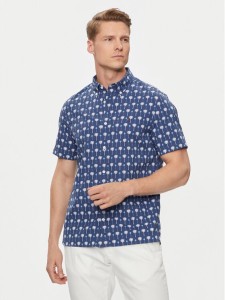 Tommy Hilfiger Koszula Mini Palm Print MW0MW34582 Granatowy Slim Fit