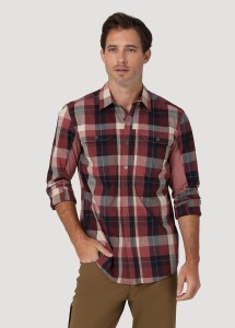 WRANGLER MIXED MATERIAL SHIRT MĘSKA KOSZULA MATERIAŁOWA W KRATĘ APPLE WA5B5R17G