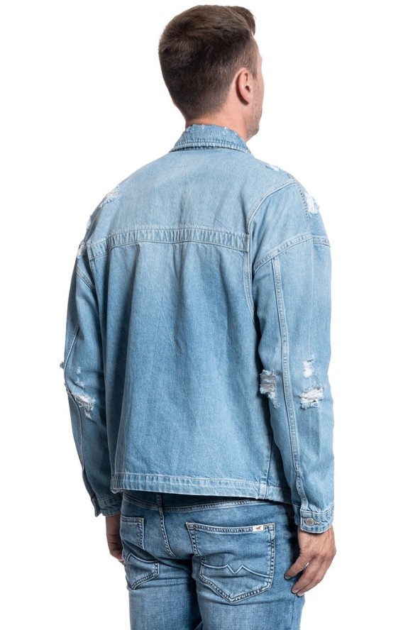 MĘSKA KURTKA JEANSOWA JACK & JONES JJICOACH JACKET OVERSIZE BLUE DENIM 12144846