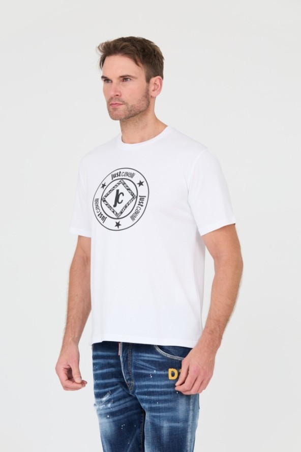 JUST CAVALLI Biały t-shirt Fiche