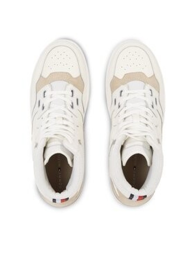 Tommy Hilfiger Sneakersy Th Basket Better Midcut Lth Mix FM0FM04793 Écru