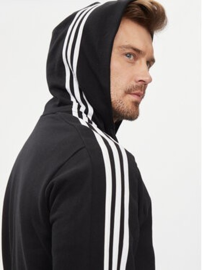 adidas Bluza Essentials French Terry 3-Stripes Full-Zip Hoodie IC0433 Czarny Regular Fit