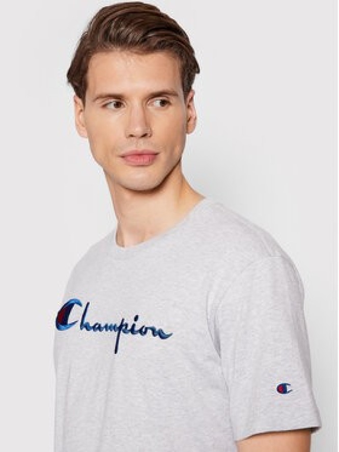 Champion T-Shirt Big Script Logo 216547 Szary Regular Fit