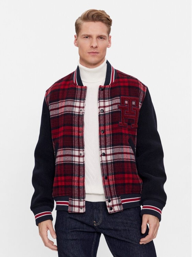 Tommy Hilfiger Kurtka bomber Varsity MW0MW34023 Czerwony Regular Fit